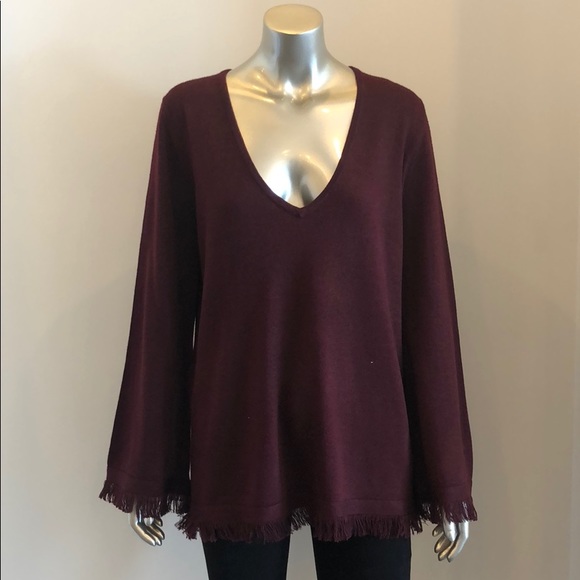 NWT FINDERS KEEPERS burgundy fringe top - Picture 1 of 4